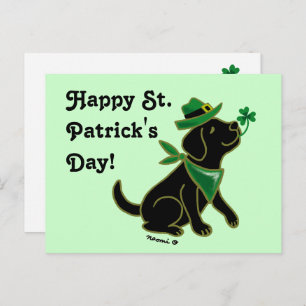 St. Patrick's Day Black Labrador Postcard