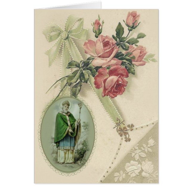 St. Patrick's Day Blessing Roses Vintage Religious (Front)