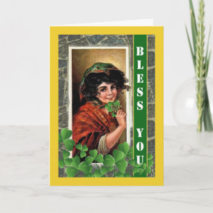 St Patrick's Day Blessing with Vintage Girl Card