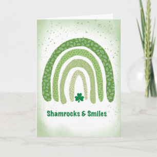 St Patricks Day Boho Green Rainbow Shamrocks Card