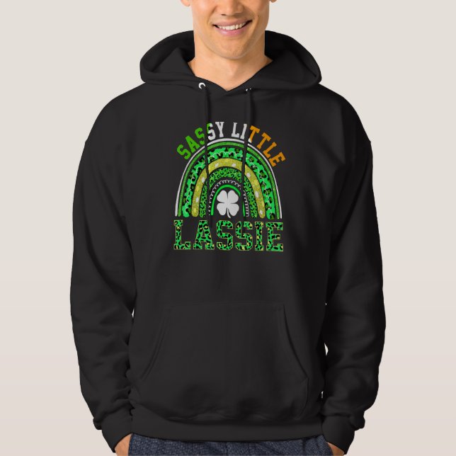 St Patricks Day Boho Leopard Rainbow Sassy Little  Hoodie (Front)