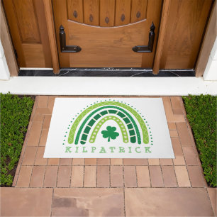 St. Patrick's Day Boho Rainbow Shamrock Doormat