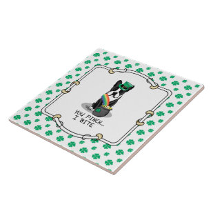 St. Patrick's Day Boston Terrier (black) Cute Dog Tile
