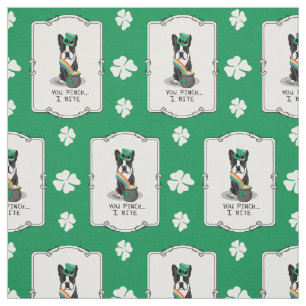 St. Patrick's Day Boston Terrier Dog (black) Funny Fabric