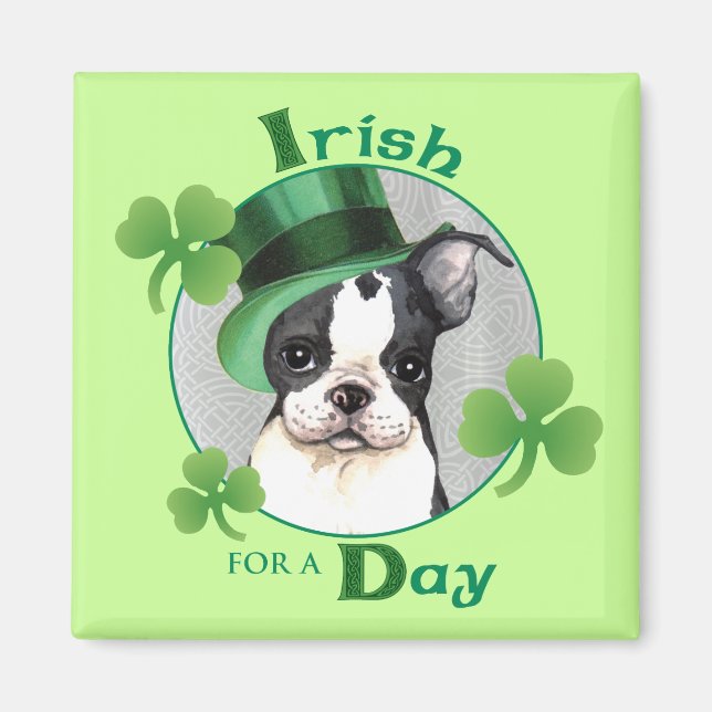 St. Patrick's Day Boston Terrier Magnet (Front)