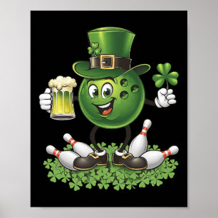 St. Patrick's Day Bowling Drinking Beer Lover Play Poster