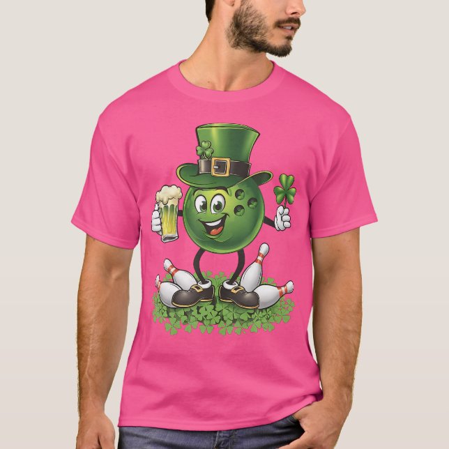 St Patrick'S Day Bowling Drinking Beer Lover Playe T-Shirt (Front)