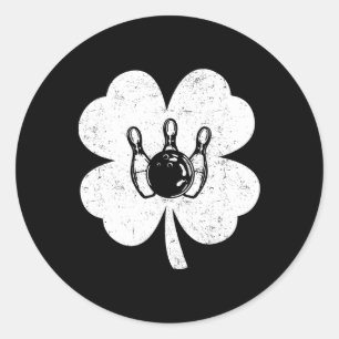 St Patrick's Day Bowling Irish Shamrock Bowling Lo Classic Round Sticker