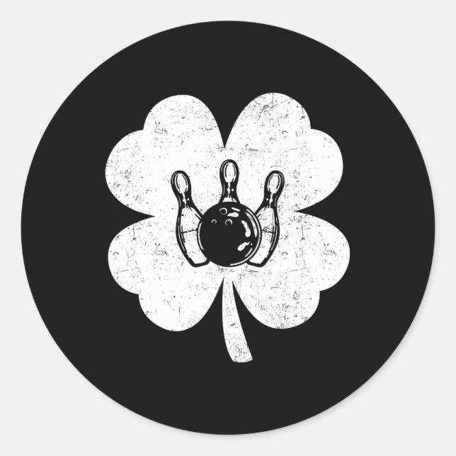 St Patrick's Day Bowling Irish Shamrock Bowling Lo Classic Round Sticker (Front)