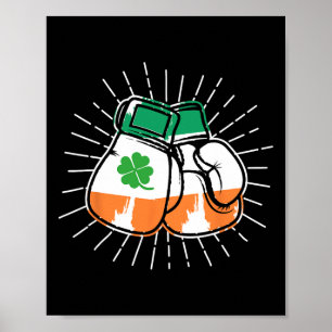 St. Patricks Day Boxing Lover Irish Gloves Paddys  Poster