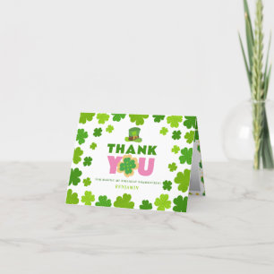 St. Patrick's Day Boy Birthday Shamrocks Photo Thank You Card