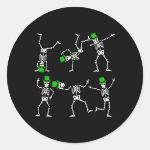 St Patrick's Day Boys Kids Dancing Skeleton Hat Le Classic Round Sticker