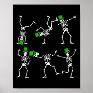 St Patrick's Day Boys Kids Dancing Skeleton Hat Le Poster
