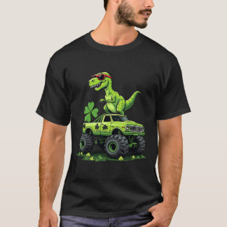 St Patricks day boys kids Shamrock lucky truck T-Shirt