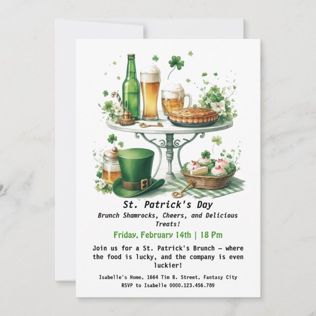 St. Patrick's Day Brunch – Shamrocks, Cheers  Invitation (Front)