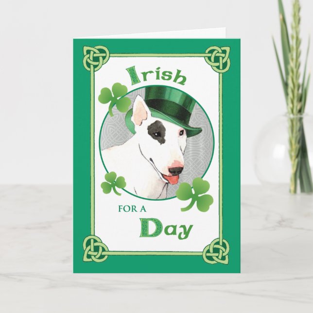 St. Patrick's Day Bull Terrier Card (Front)