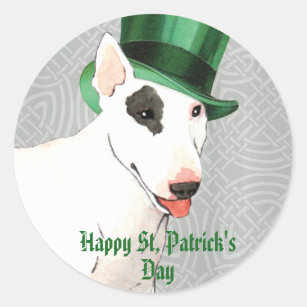St. Patrick's Day Bull Terrier Classic Round Sticker