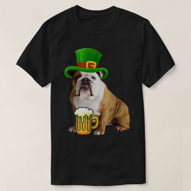 St Patrick's day Bulldog Funny Irish  T-Shirt (Design Front)