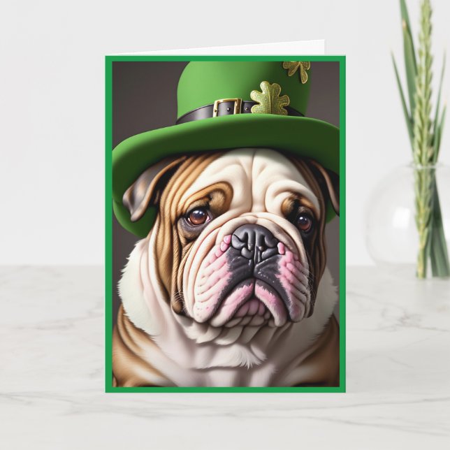 St. Patrick's Day Bulldog Holiday Card (Front)