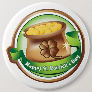 St Patrick's Day Button/Clovers 6 Cm Round Badge