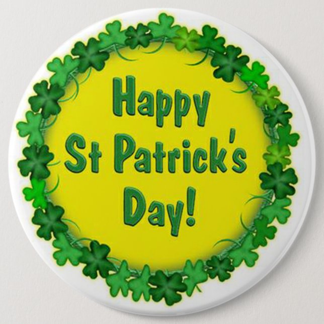 St Patrick's Day Button/Clovers 6 Cm Round Badge (Front)