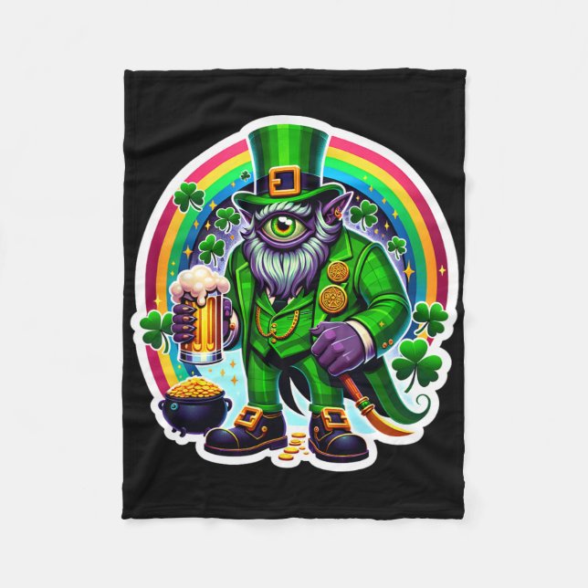 St Patrick's Day Bylor Of The Evil Eye Irish Demon Fleece Blanket (Front)