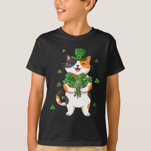St patricks day calico cat with leprechaun hat and T-Shirt