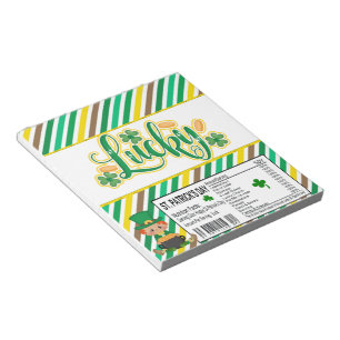 St. Patricks Day Candy Bar Wrapper Party Favours Notepad