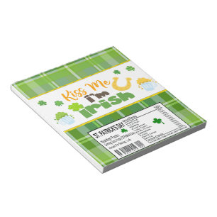 St. Patricks Day Candy Bar Wrapper Party Favours Notepad