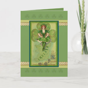 St. Patrick's Day card vintage image with girl