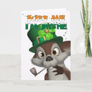 St. Patrick's Day Card - With Cute Squirrel - Kiss