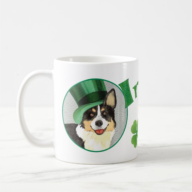 St. Patrick's Day Cardigan Welsh Corgi Coffee Mug (Left)