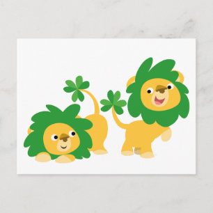 St Patrick's Day Cartoon Lions postcard