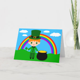 St. Patrick's Day Cartoon with rainbow  Holiday Card