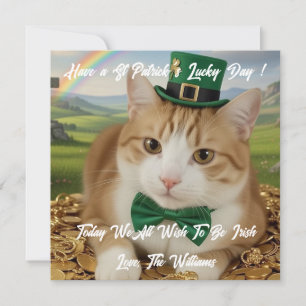 St Patrick's Day Cat Flat Holiday Card