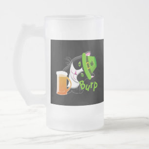 St. Patrick's Day Cat Frosted Glass Beer Mug