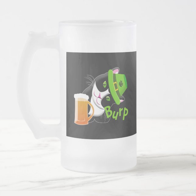 St. Patrick's Day Cat Frosted Glass Beer Mug (Left)