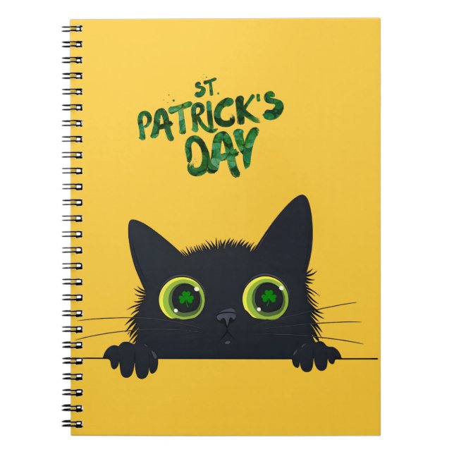 St. Patrick's Day Cat Funny Notebook (Front)