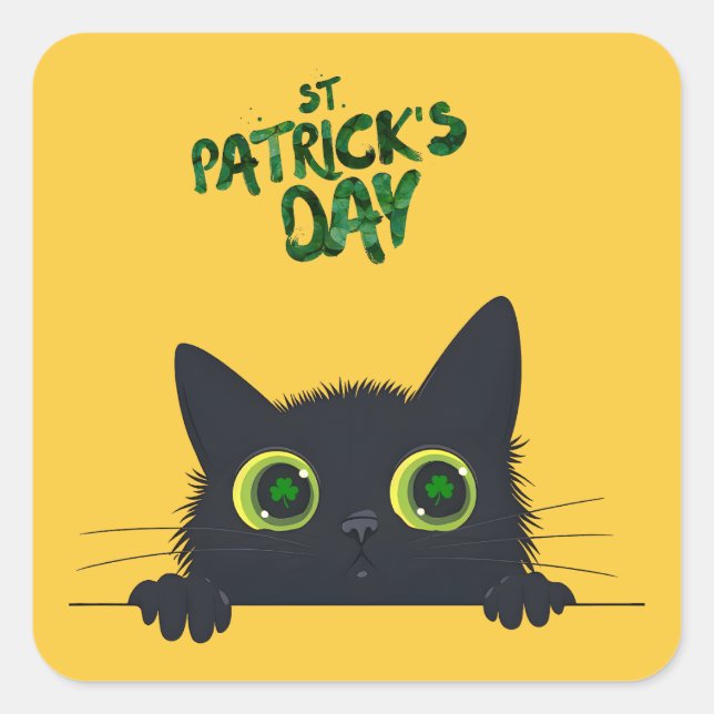 St. Patrick's Day Cat Funny Square Sticker (Front)