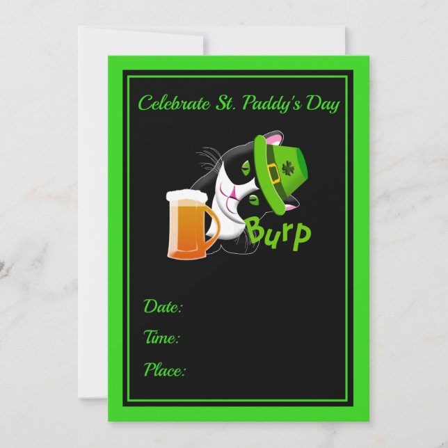 St. Patrick's Day Cat Invitation (Front)