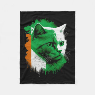 St. Patrick's Day Cat Irish Flag Ireland Men Women Fleece Blanket