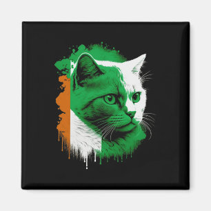 St. Patrick's Day Cat Irish Flag Ireland Men Women Magnet