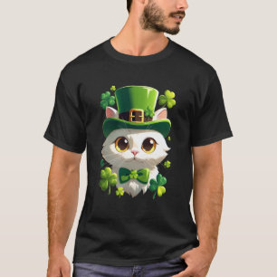 St Patricks Day Cat Leprechaun Hat Shamrock Saint T-Shirt