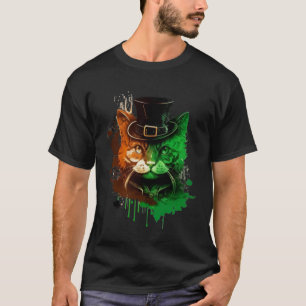 St Patricks Day Cat Leprechaun  Lucky Green Proud  T-Shirt