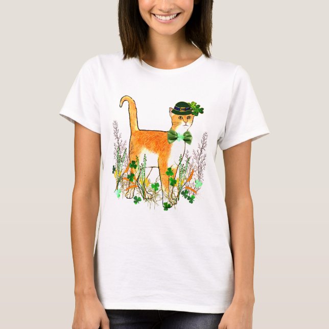 St. Patrick's Day Cat T-Shirt (Front)