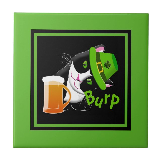 St. Patrick's Day Cat Tile (Front)