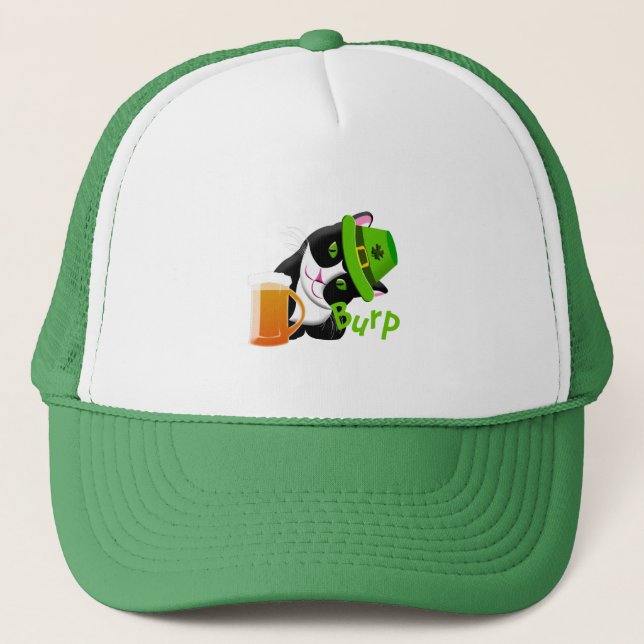 St. Patrick's Day Cat Trucker Hat (Front)