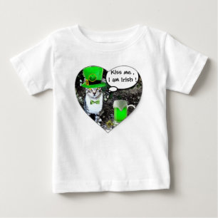 ST PATRICK'S DAY CAT WITH GREEN IRISH BEER / HEART BABY T-Shirt
