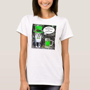 ST PATRICK'S DAY CAT WITH GREEN IRISH BEER T-Shirt