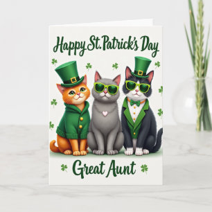 St Patricks Day Cats Great Aunt Card